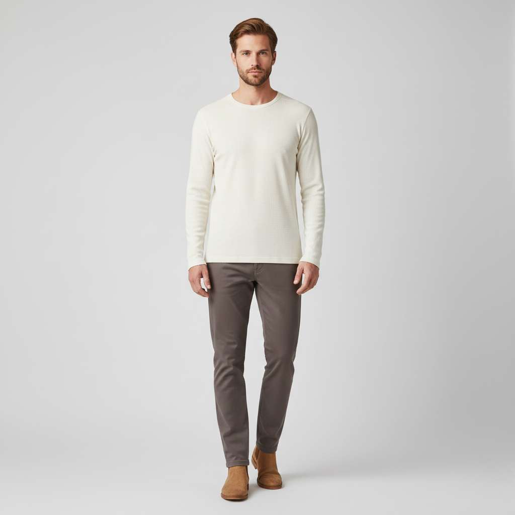 Maglia girocollo da uomo a nido d'ape