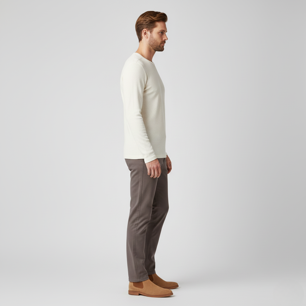 Maglia girocollo da uomo a nido d'ape