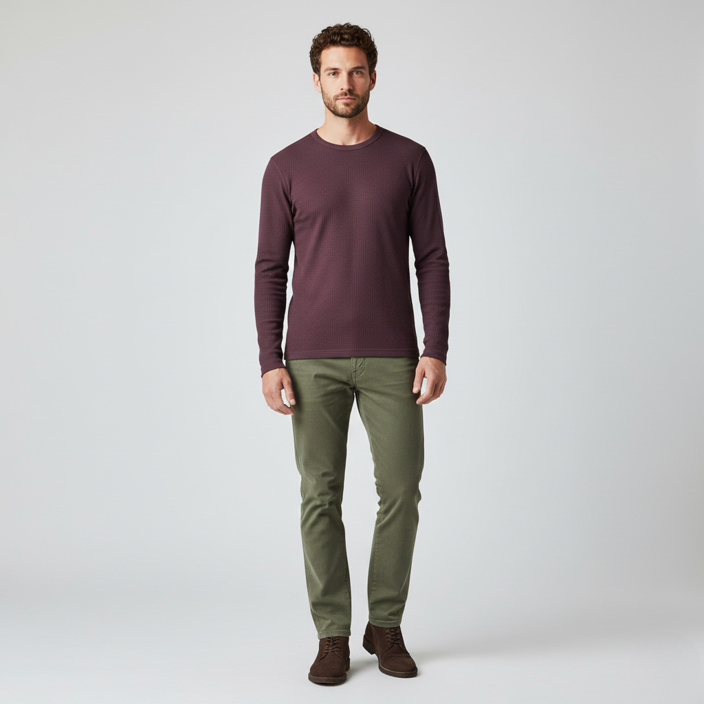 Maglia da uomo a nido d'ape con maniche lunghe