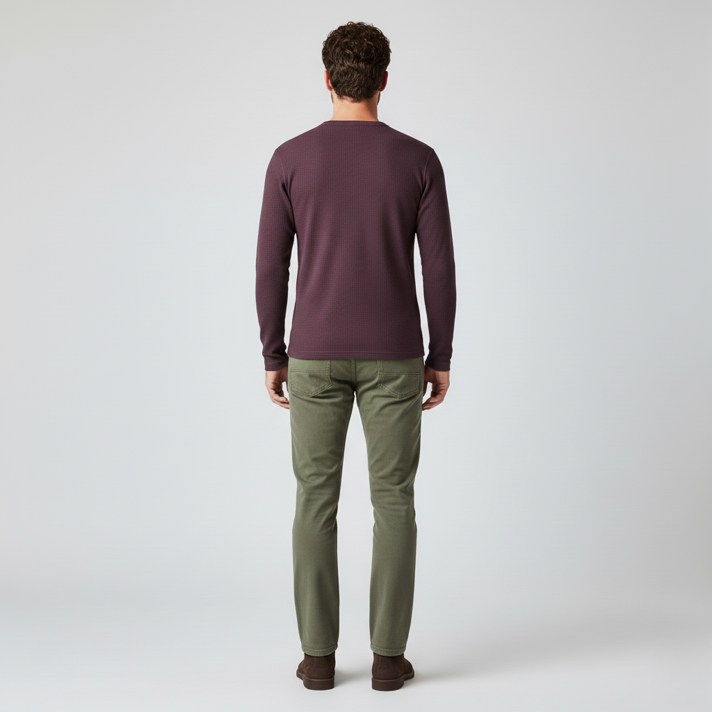 Maglia da uomo a nido d'ape con maniche lunghe