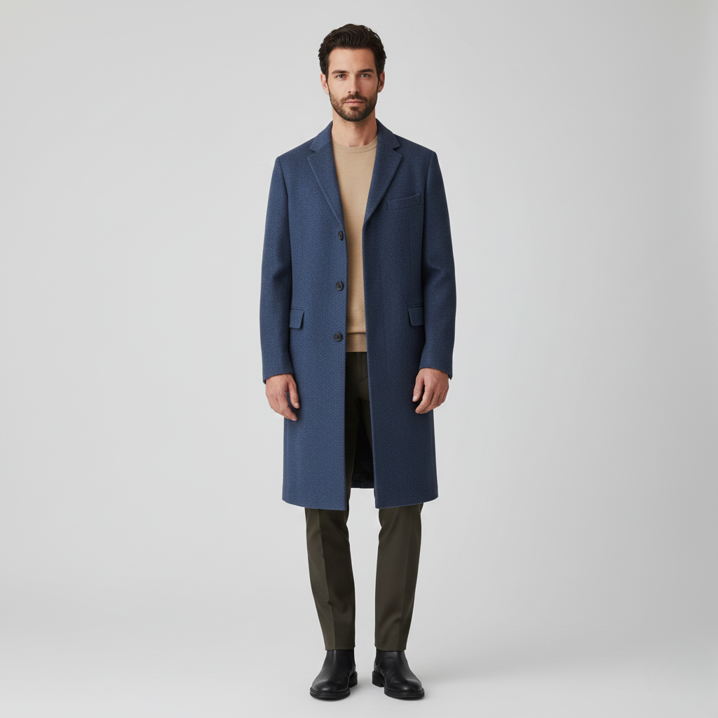 Cappotto da uomo in misto lana con revers