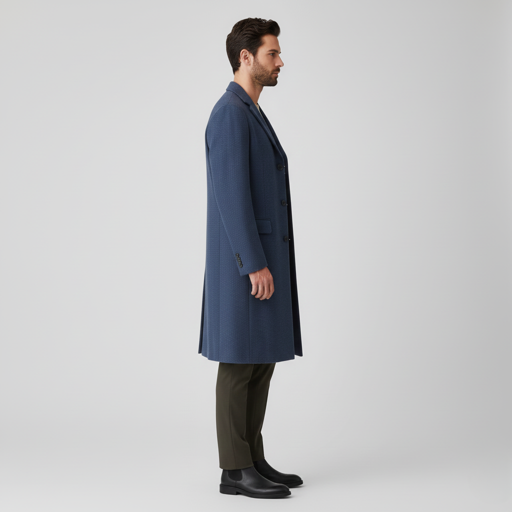 Cappotto da uomo in misto lana con revers