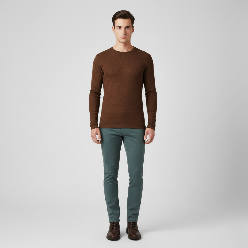 Maglia girocollo da uomo con trama in rilievo