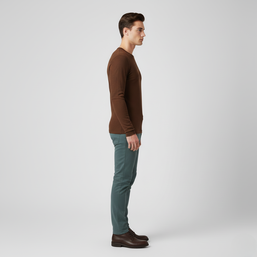 Maglia girocollo da uomo con trama in rilievo