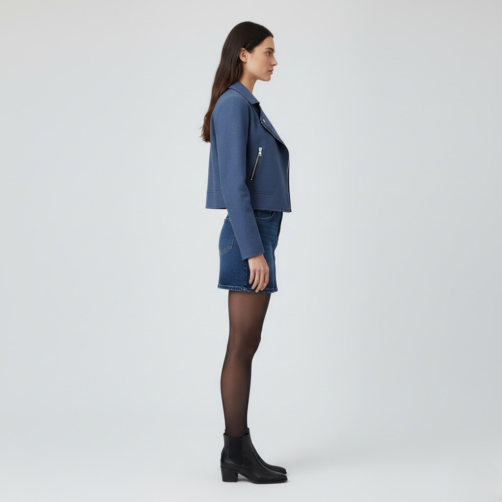 Giacca biker corta da donna con zip asimmetrica