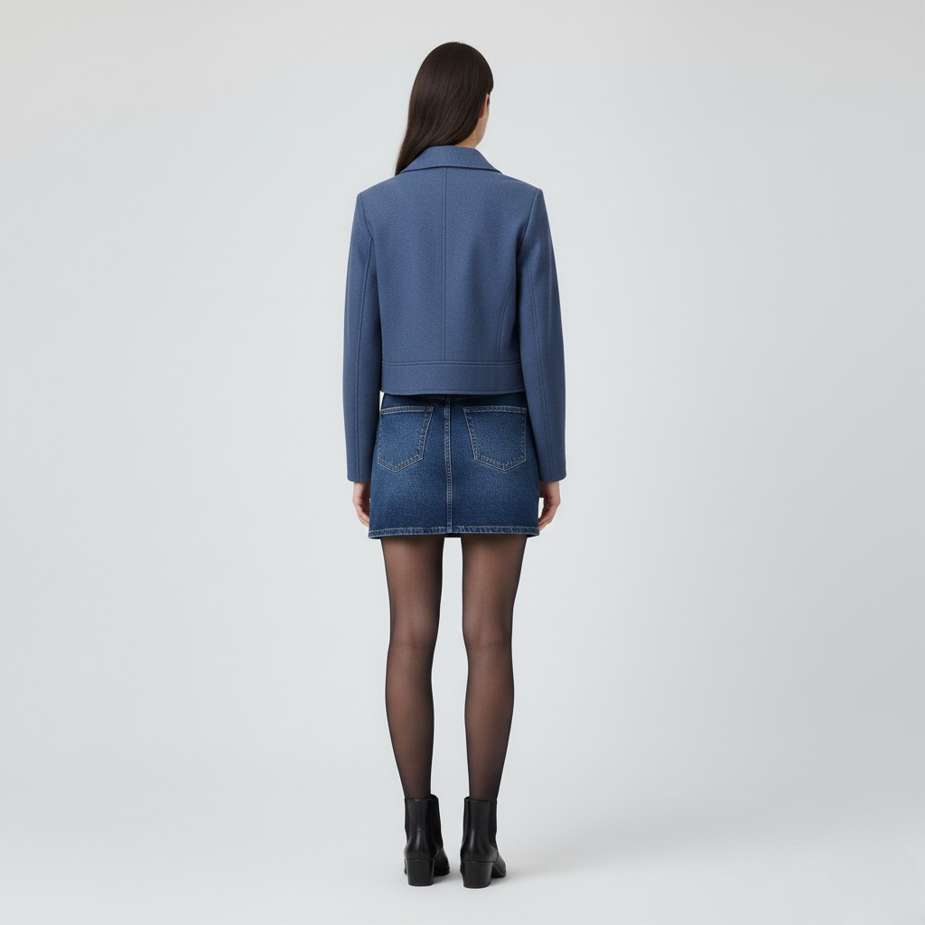 Giacca biker corta da donna con zip asimmetrica