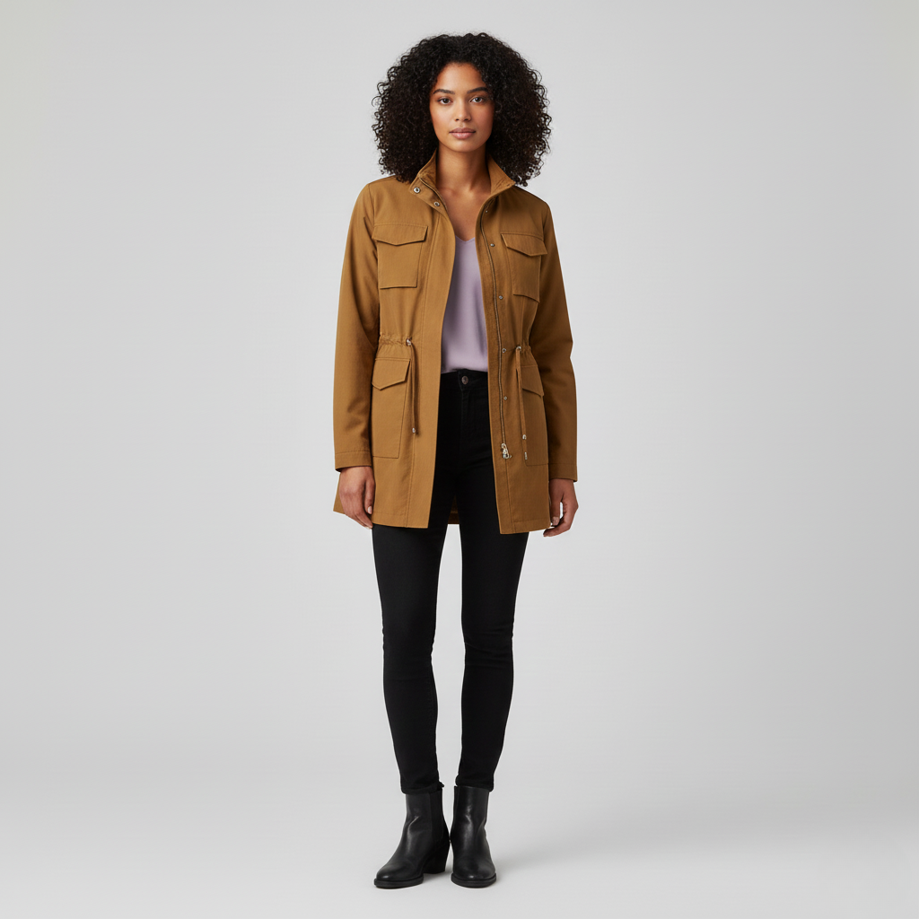 Giacca utility da donna con coulisse in vita