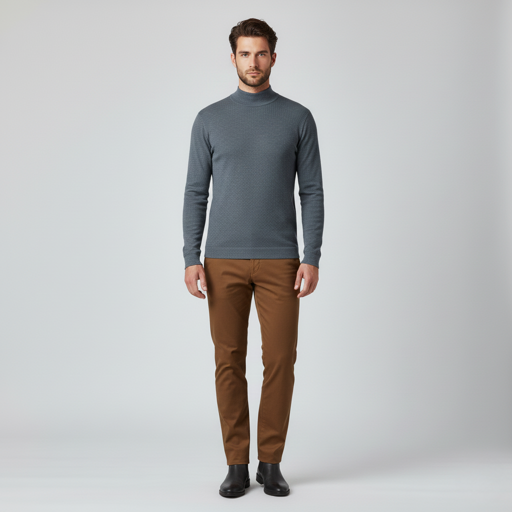 Maglia da uomo a nido d'ape con collo alto