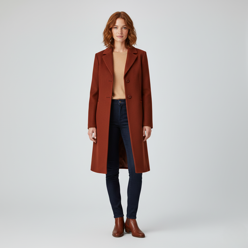 Cappotto da donna con bottoni e linea sartoriale