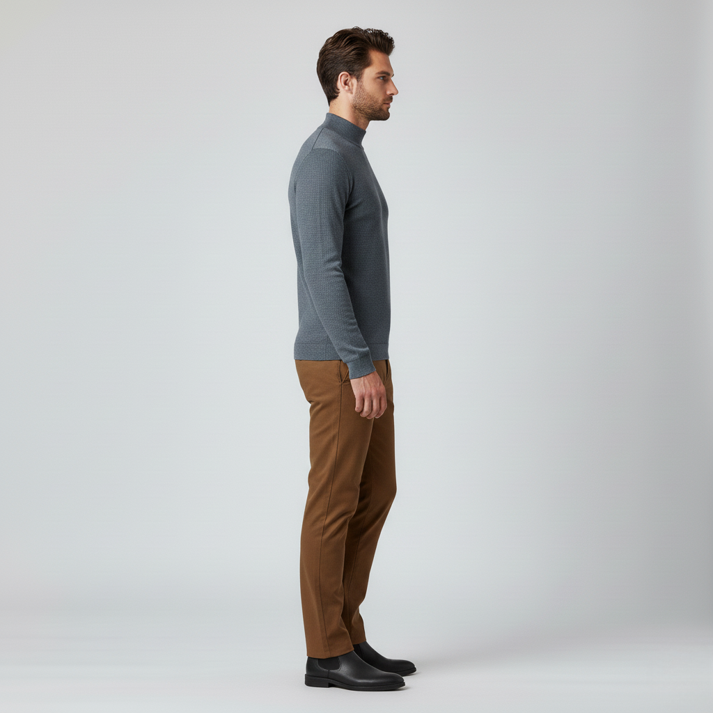 Maglia da uomo a nido d'ape con collo alto
