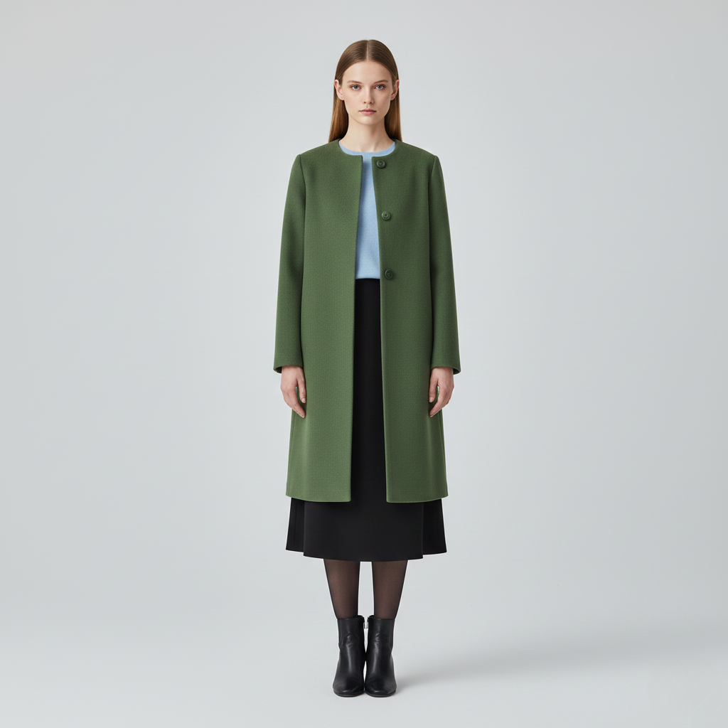 Cappotto lungo da donna senza collo
