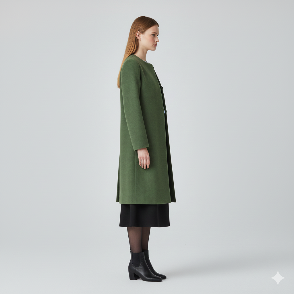 Cappotto lungo da donna senza collo