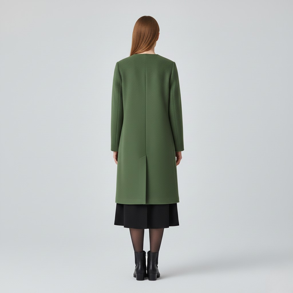Cappotto lungo da donna senza collo