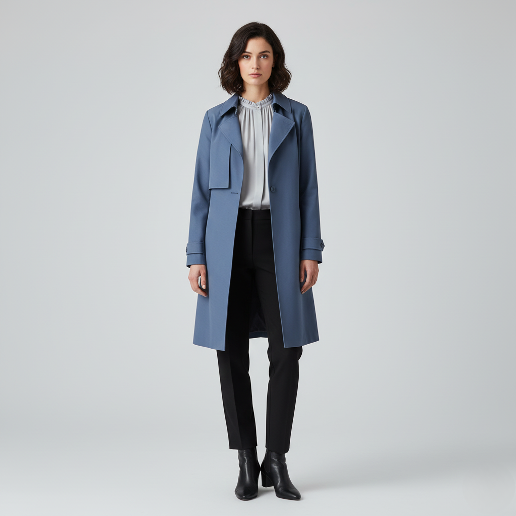 Trench sartoriale da donna di media lunghezza